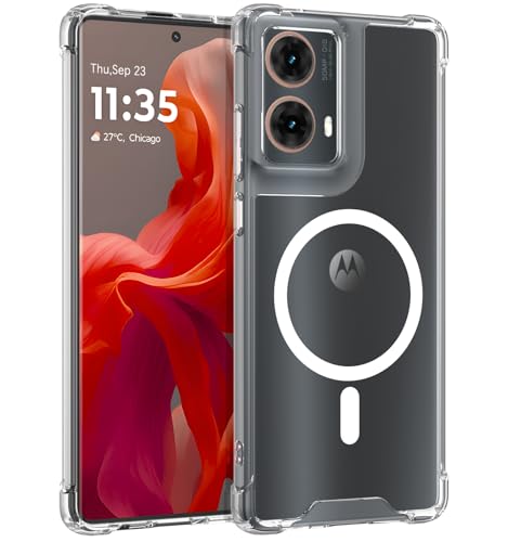 VENINGO Magnetische Schutzhülle für Motorola Edge G85 5G Hülle kompatibel mit MagSafe Schutzhülle transparent 360-Grad-Schutz leicht Hülle für Motorola Edge G85 5G 6,67 Zoll transparent