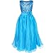 YiZYiF Kids Girls Sequined Wedding Dress Bridesmaid Formal Christmas Party Gown Blue 9-10