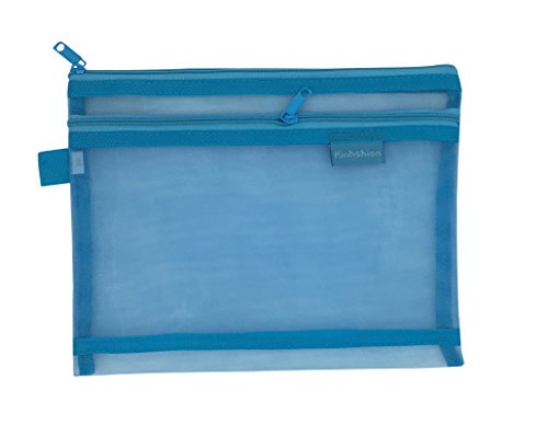 Kinhshion Zipper Pouch, Mesh Traveling Storage Bag, 3 PCS, A5 Size 8.8"Ã—7" (Colour Random) (506)
