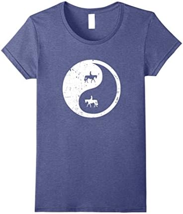 Womens Horse Rider Ying Yang | Dressage T-Shirt | Horse Lover Gifts Medium Heather Blue