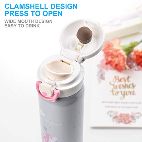Hot Water Bottle SB Toys Thermoses Thermal Vacuum Cups for Hot and Cold DrinkStainless Water Bottle Cup Vacuum Insulated Hot Hot Water Flask for School Kids Girls Proof BPA Free white Unicorn-17oz