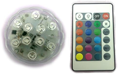 Prompter Submersible LED Lights, 10 LEDS RGB Multi Color Remote Controlled Waterproof Aquarium, Pond, Party, Wedding, Vase Base,Halloween, Christmas, Holiday Lighting 4 Pack