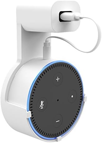Echo Dot Wall Mount Hanger Stand for Dot 2nd Generation Case Hardware Brackets Hanger Stand Holder Compact Plug in Kitchens Bathroom White