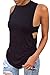 Pink Queen Women's Cut Off Backless Side Slit Tank Top Black Size L