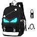 Anime Backpack Luminous Backpack Men School Bags Boys Girls Cartoon Bookbag Noctilucent USB Chargeing port&anti-theft Daybag Women (Evil eye)