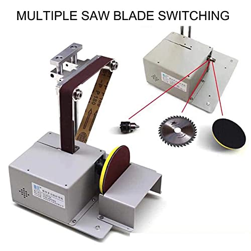 KUANDARMX Mini Tischkreissäge Schneidemaschine, Multifunktions 4 In1 Elektrobandschleifer Kantenschärfer, 7-Fach… – Bild 3