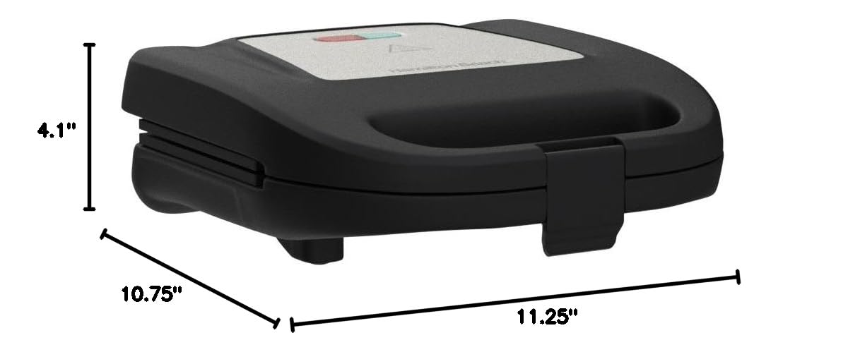 Hamilton Beach Electric Sealed Sandwich Maker Grill with PFAS-Free Nonstick Plates, Makes Stuffed French Toast, Omelets, Compact & Easy to Store, Black (25430G)