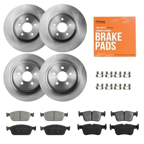 MAX Advanced Brakes - Brake Kit For 2017-2019 Ford Escape (1.5 L4 w/AWD, 2.0 L4 Engine), 2017-2019 Lincoln MKC| Carbon Ceramic Brake and Rotor Kit Front and Rear| OE Replacement Brake Rotors