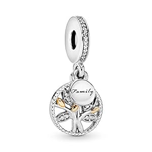 Pandora Jewelry Sparkling Family Tree Dangle Cubic Zirconia Charm in Sterling Silver and 14K Yellow Gold