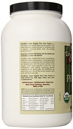 Nutribiotic Organic Rice Protein, Plain, 3 Pound