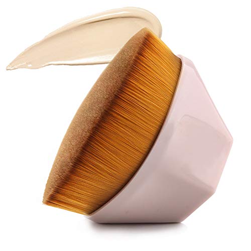 Foundation Makeup Brush Flat Top Kabuki Hexagon Face Blush Liquid Powder Foundation Brush for Blending Liquid, Cream or Flawless Powder Cosmetics with Bonus Protective Case (Light Pink) ...