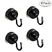 Musesland 4 Pack Black Magnetic Hooks Strong 100lb Heavy Duty Neodymium Magnets Hook for Hanging