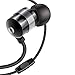 GOgroove AudiOHM HF Earbud Headphones with Mic, Deep Bass, & Comfortable Ear Gels (Black) in-Ear Earphones Featuring Noise Isolating Design, Durable Alloy Driver Housing, Ergonomic Angled Fit