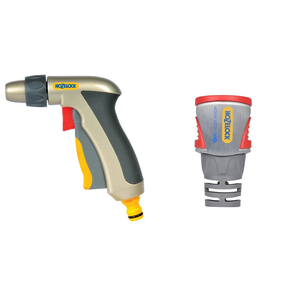 Hozelock Jet Plus Spray Gun & Pro Metal AquaStop Connector (12.5mm & 15mm)