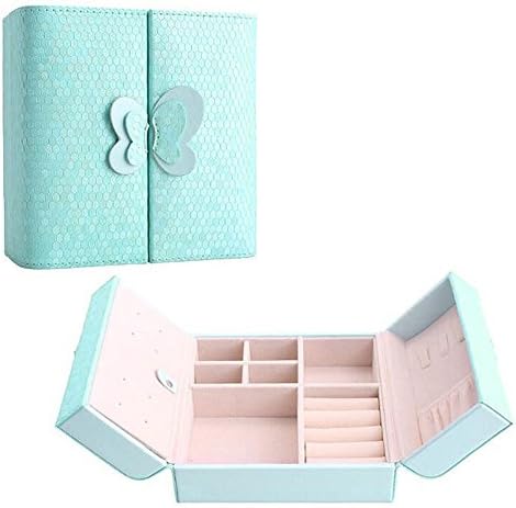 LuckyJewelry Leather Organizer Jewelery Box Storage Case For Earrings Necklace Bracelet Trinket Boxes Travel Case Gift (Blue)