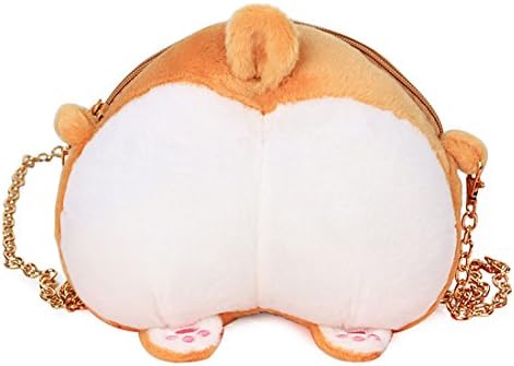 Corgi Butt Shoulder Bag Cartoon Funny Embroidery Flocky Lovely Children Girl Zipper Messenger Bag for Kids Girls Women Gift