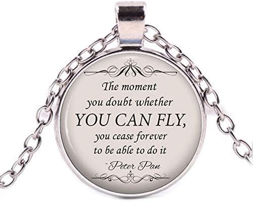 Peter Pan Necklace, Silver"You Can Fly" Quote Pendant, Inspirational Book Jewellery Gift Ideas for Women