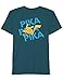 Pokemon Big Boys Pikachu Stats T-Shirt, Black/Turquoise, M