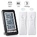 (2022 Upgraded) GEMITTO Digital Indoor Outdoor Thermometer, 3 Readings LCD Screen Refrigerator Remote Thermometer with 2 Wireless Sensors, MAX/MIN Freezer Alarm Temperature Monitor for Kitchen Home