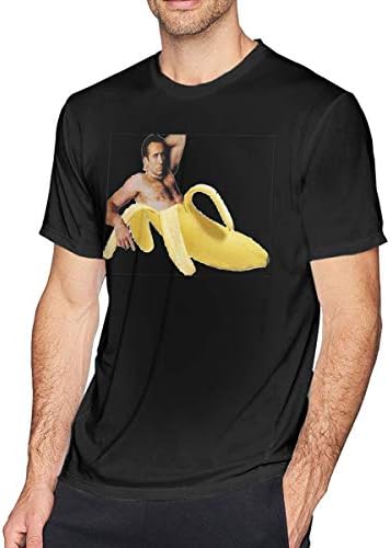 Guangou Mens Fashion Nicolas Cage in A Banana Tee Black