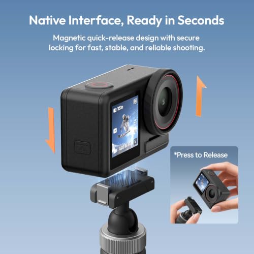 ULANZI MT95 Mini trípode para dji Action 5 Pro/4/3/Osmo 360 (dji Osmo Action 5 Pro/4/3/Osmo 360) | Liberación rápida magnética, cabezal de bola dual de 360°, trípode 3 en 1 para cámaras DJI Action 5 Pro 4 3 y Osmo 360