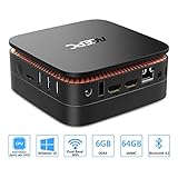 AK1 Mini PC Intel Celeron Apollo Lake J3455 Processor(up to 2.3GHz) Windows 10 (64-bit) Desktop Computer,6GB DDR3/64GB eMMC,2.4G+5G Dual WiFi,Gigabit Ethernet,BT 4.2,4K HD