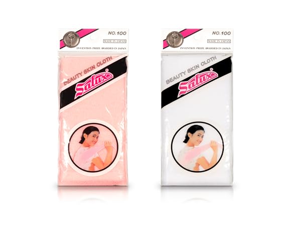Salux Bath Towel Peach White 2 Count Pack