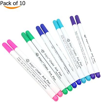 GTANG 10-Pack,5-Color Automatic Disappearing Vanishing Ink Fabric Marker Pen (2Pcs Each Color)