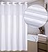 Conbo Mio No Hook Shower Curtain with Snap in Liner Set, Hotel Luxury White Shower Curtains for Bathroom with See Through Top Window, Waterproof, Washable 71W x 74H