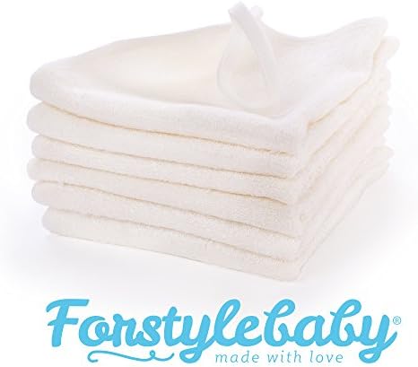 Forstyle Baby EXTRA LARGE Baby Washcloths 100% Organic Bamboo Towels (6 Pack, Ivory)