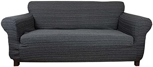 Stretch Elastic Sofa Cover (black - gray) for 3 Seater Settee slipcover black/grey
