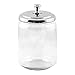 mDesign Glass Bathroom Vanity Apothecary Storage Organizer Canister Jar for Cotton Balls, Swabs, Makeup Sponges, Bath Salts, Hair Ties, Jewelry - Set of 3, Varied Sizes - Clear/Chrome