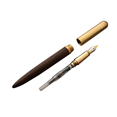 Funnylive Brass and Rosewood Business Pen Medium Nib Luxury Wood Fountain Pen Ink Pen 0.7mm Caneta Stationery with a Gift Box - Thumbnail 4