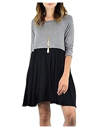 Gobought - Camisa de mujer con patchwork (manga 3 4, con bolsillos)