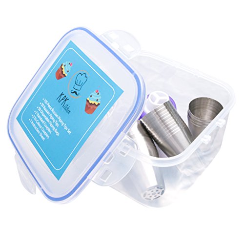 Russian Piping Tips Set 105 Pcs - 50 Numbered Frosting Nozzles & Instruction Sheet - 50 Pastry Bags & 4 Couplers - Cake, Cupcake & Baking Decorating Supplies Kit For Flower Shaped Icing Decorations - Thumbnail 7