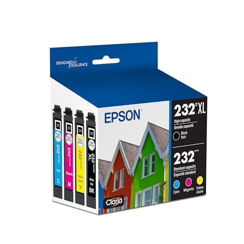 EPSON 232 Claria Ink High Capacity Black & Standard Color Cartridge Combo Pack (T232XL-BCS) Works with WorkForce WF-2930, WF-2950, Expression XP-4200, XP-4205