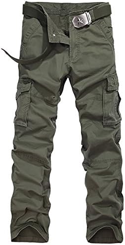 METERDE Men's Cotton Military Baggy Cargo Pants Trousers 38 Army Green