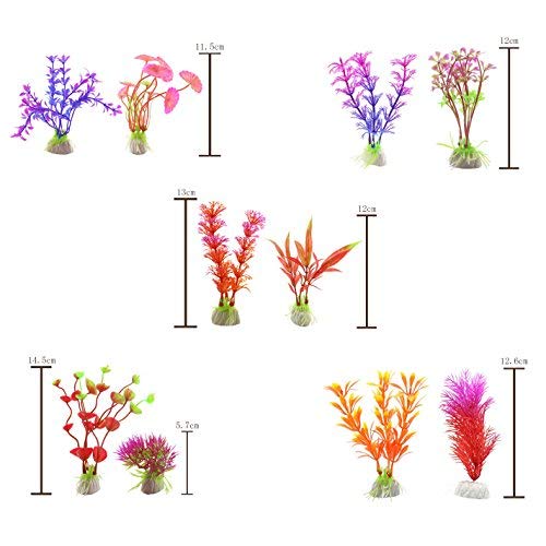 DLOnline 20 Pack Artificial Aquarium Plants Fish Tank Decorations Home DÃ©cor Plastic (10 Style)