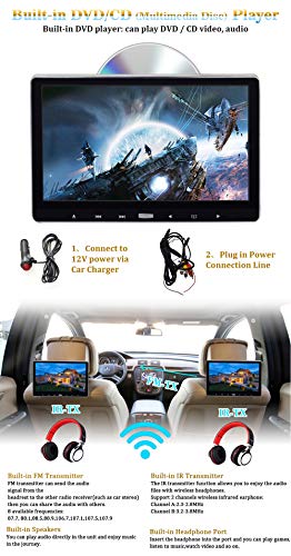 NOAUKA 11.6" Headrest DVD Player Car DVD Player Rear seat Multimedia Display Monitor HD IPS Screen Headrest Screen Built-in Speaker Resume Function with HDMI, Remote Control, IR Headphone