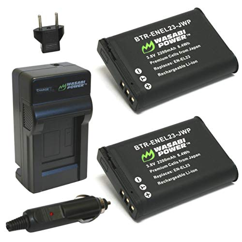 Wasabi Power Battery (2-Pack) and Charger for Nikon EN-EL23 and Coolpix B700, P600, P610, P900, S810C Wasabi Power Battery (2-Pack) and Charger for Nikon EN-EL23 and Coolpix B700, P600, P610, P900, S810C