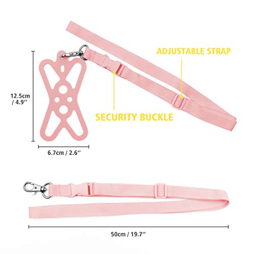 Cell Smartphone Phone Lanyard Strap, Universal Case Cover Holder Lanyard Necklace Wrist Strap With ID Card Slot For iPhone X 8 7 6S 6 Plus Galaxy S7 S6(Veiled Rose)