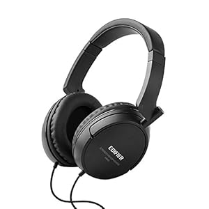 Pair of black headphones on a white background