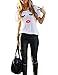 FV RELAY Women's Summer Cute Eyelash Lip Print Tee Casual Teen Girls T Shirts (L, White)