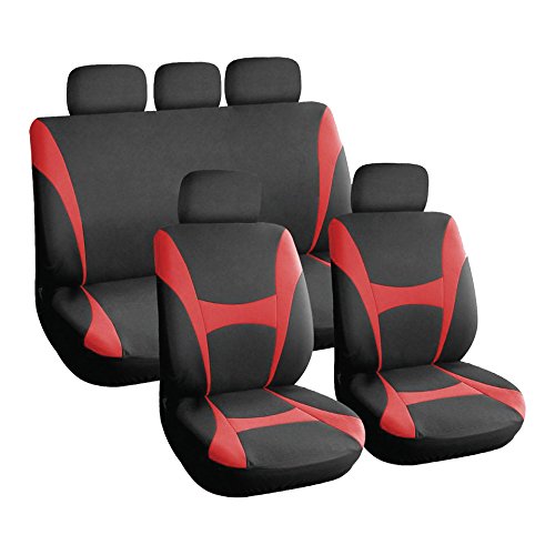 Xtremeauto® Universal Full Car Front And Rear Seat Cover Protectors Set - Durable (Red)