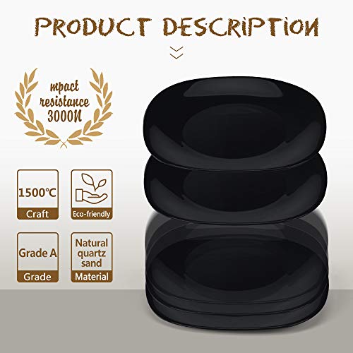 Dinnerware Set 18-piece Black Dishes Sets Service for 6, 11" And 8" Plates 6"(20oz) Bowls Break and Crack Resistant Dish Sets