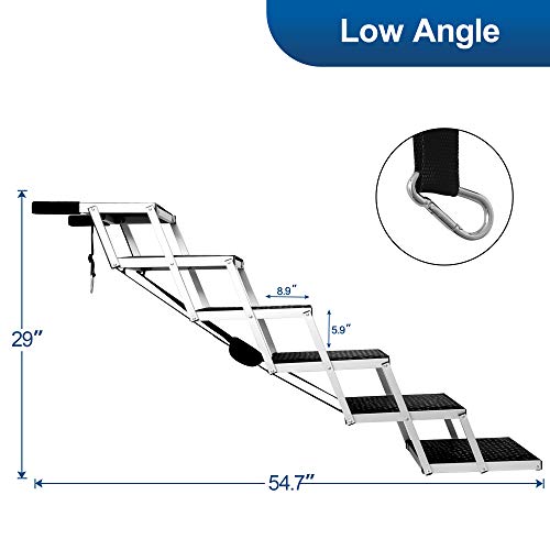 Niubya Folding Car Dog Steps Stairs, Lightweight Aluminum Portable 6