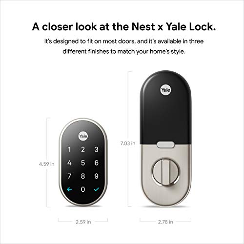 Google Nest x Yale Lock - Tamper-Proof Smart Lock for Keyless Entry - Keypad Deadbolt Lock for Front Door - Satin Nickel - View 3