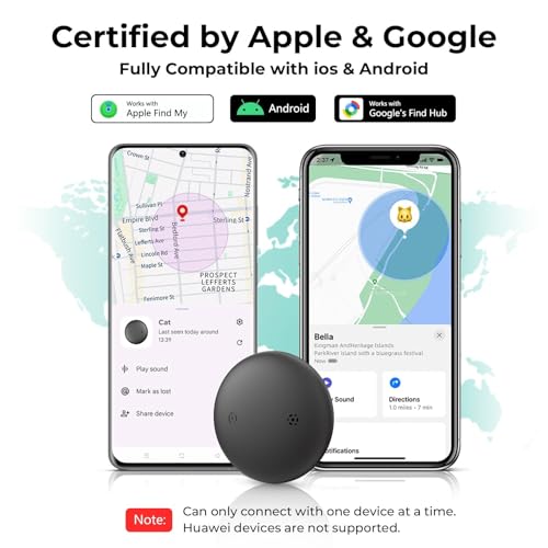 JIARUI Katzen Tracker (iOS & Android), SmartTag Tracker Haustierhalsbänder Ohne ABO für Katze, Wasserdicht GPS Katzenhalsband Ortungsgerät (1 Pack)