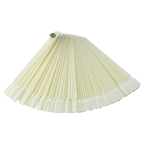 Beauticom 500 Natural Acrylic False Tip Sticks with Metal Screw Fan-Shaped Nail Art Display Chart Practice Tool - 500 Tips