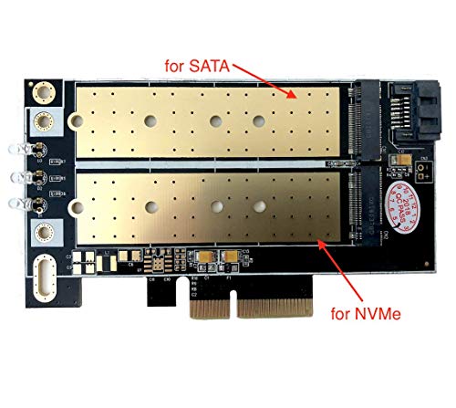 MICRO CONNECTORS M.2 NVMe + M.2 SATA 80mm SSD PCIe x4 Adapter with Heat Sink (PCIE-M20802HS) - Thumbnail 6